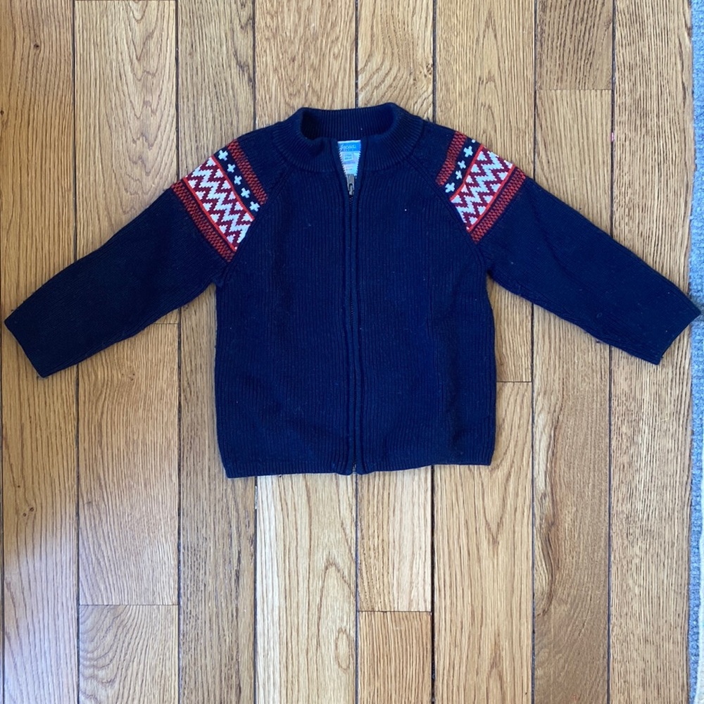 Little boys' Jacadi navy zip sweater with shoulder detail